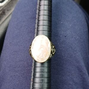 Elegant Antique Bronze and Cream Women's Ring Adjustable